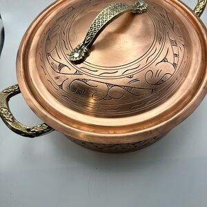 Miss Marta Decorative Copper-Finish Stockpot with Brass-Tone Handles